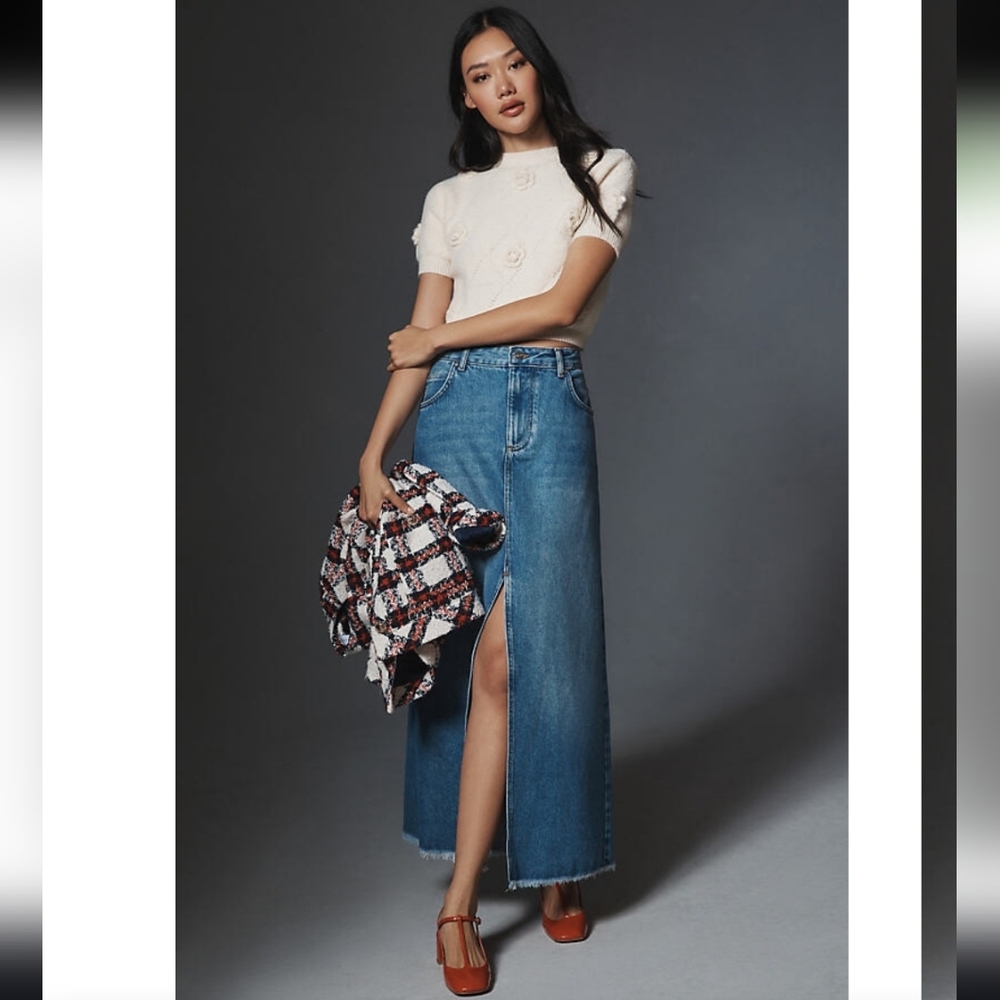 Pilcro Light Blue Denim Skirt with Brand Label - Picture 3 of 13